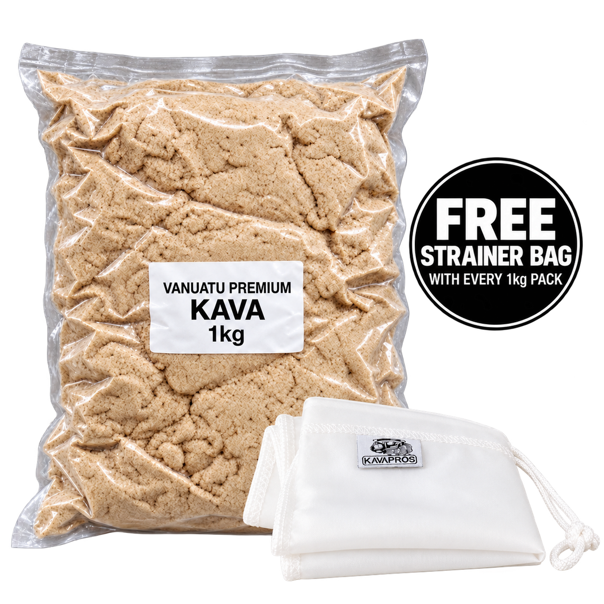 Vanuatu Premium Kava 1kg + Free Strainer Bag