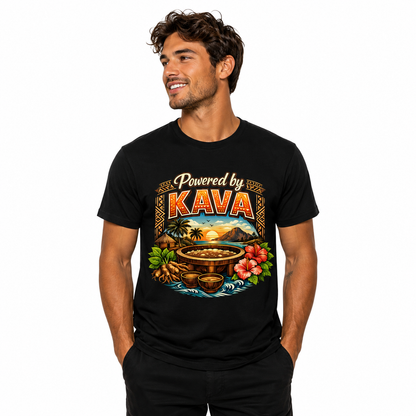 “Powered by Kava” Kava Culture T-Shirt | Fiji-Inspired Graphic Tee